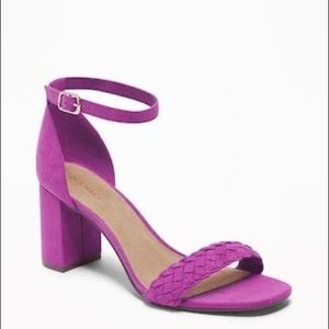 Faux-Suede Braided-Strap Block-Heel Sandals for Women